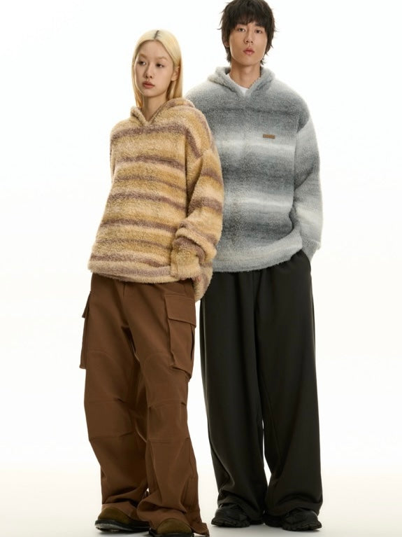 【TGNS】Oil Painting Gradual Short Velvet Hooded Sweater