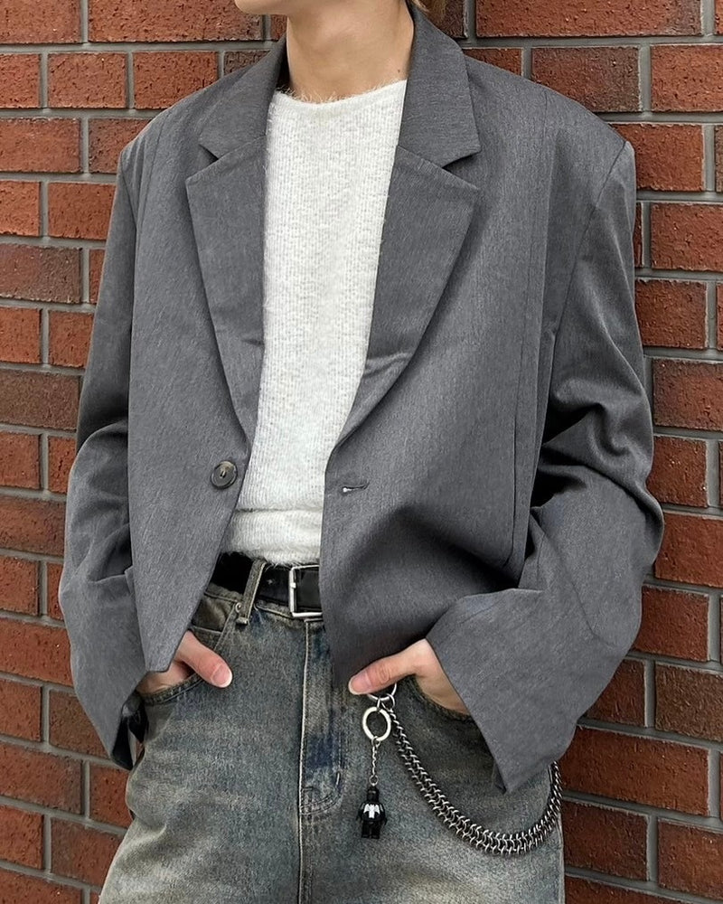 【Chikashitsu +】cropped single jacket (2color)