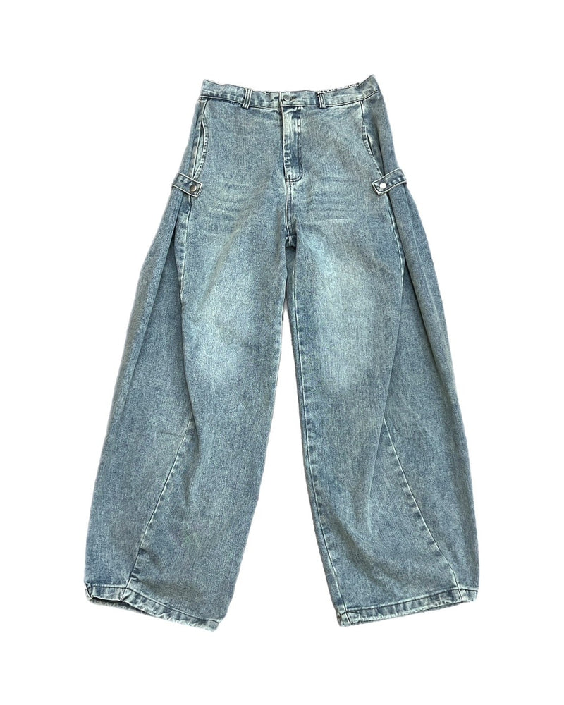 受注制【Chikashitsu +】side snap balloon denim pants (2color)