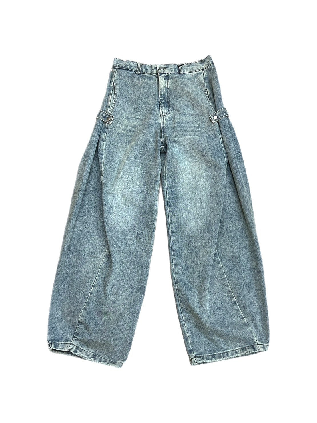 受注制【Chikashitsu +】side snap balloon denim pants (2color)