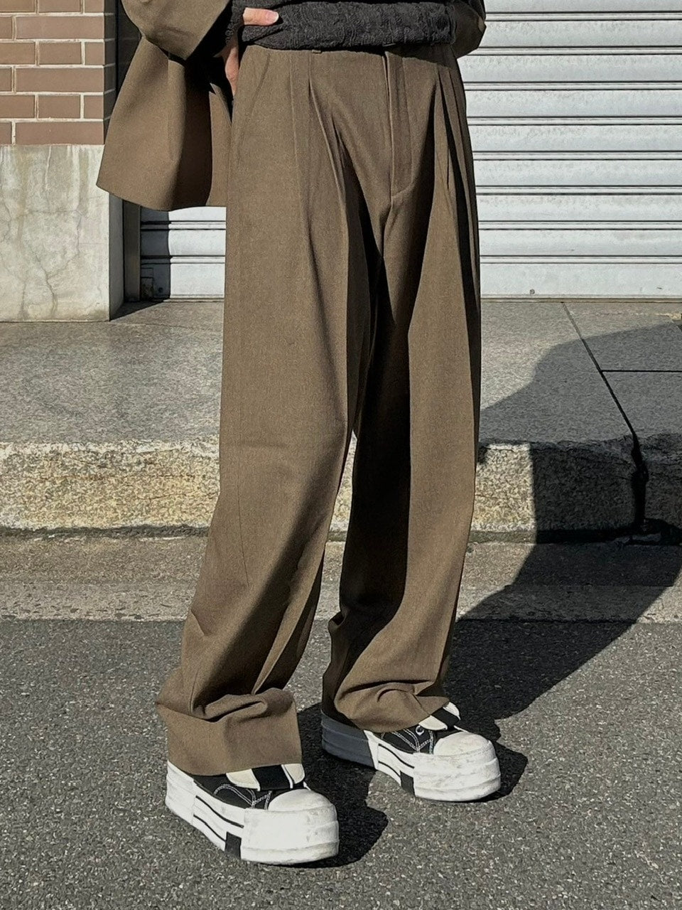 受注制【Chikashitsu +】set up belt slacks (3color)