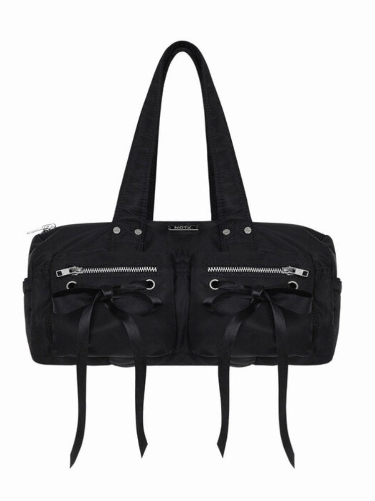 【NOT KNOWING】Double Ribbon Cargo Duffle Bag