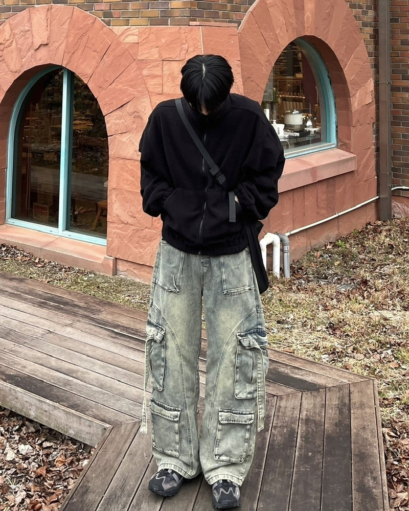 受注制【youll】multi pocket denim cargo pants