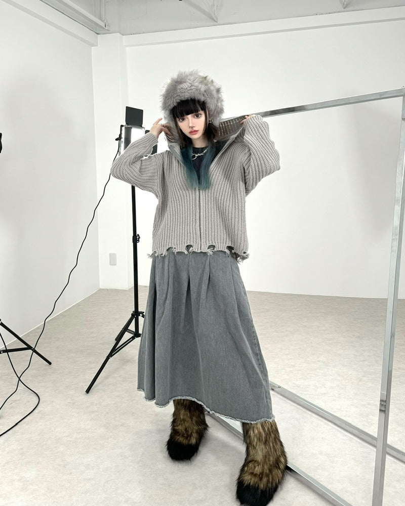 国際配送【Never mind the XU】lowgauge zip up knit