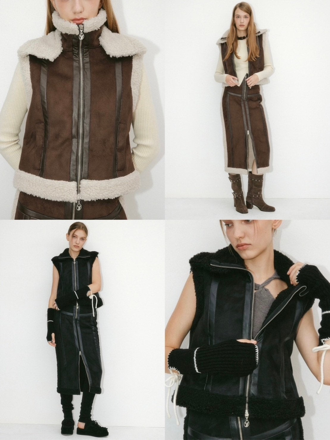 【YUSE】DETACHABLE COLLAR SHEARING SUEDE VEST