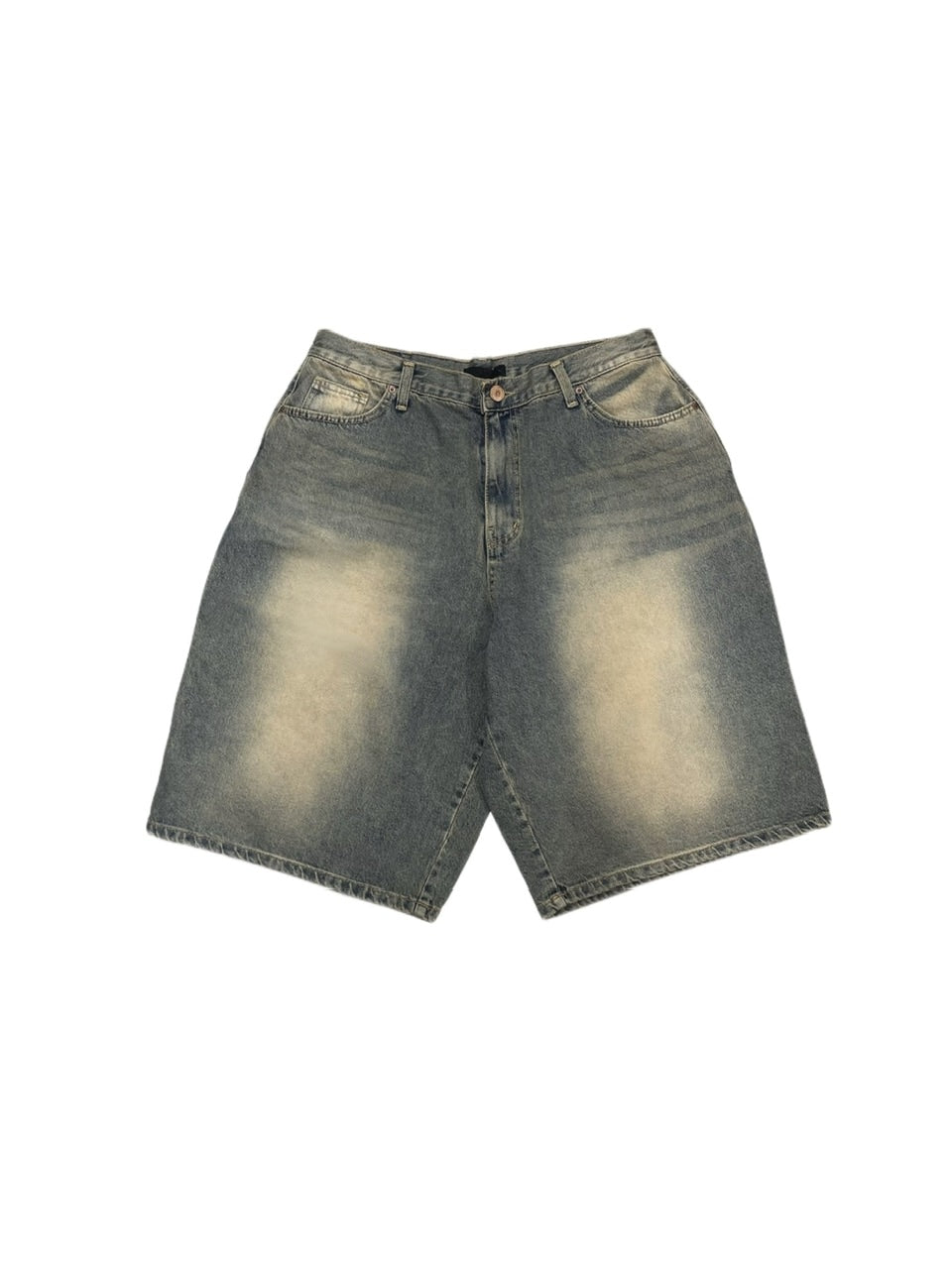 受注制【Never mind the XU】vintage wash denim half pants