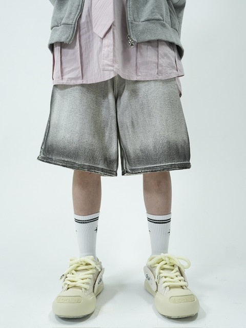 受注制【nmtc +】grunge processing denim shorts