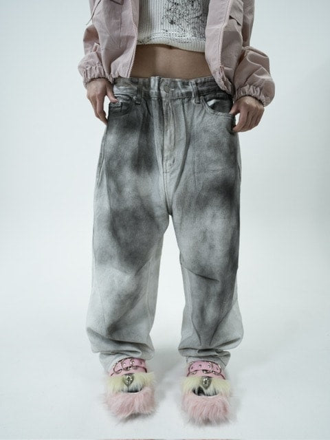 受注制【nmtc +】paint denim wide pants