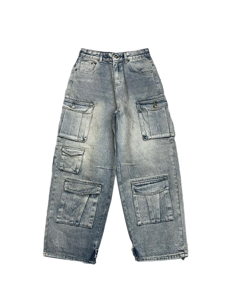 受注制【Chikashitsu +】vintage wash cargo denim pants (2color)