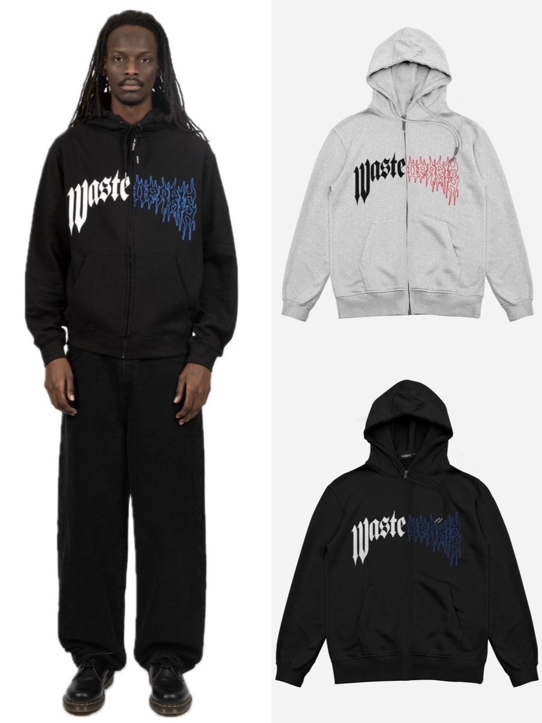【WASTED PARIS】HOODIE ZIP DARK PITCHER