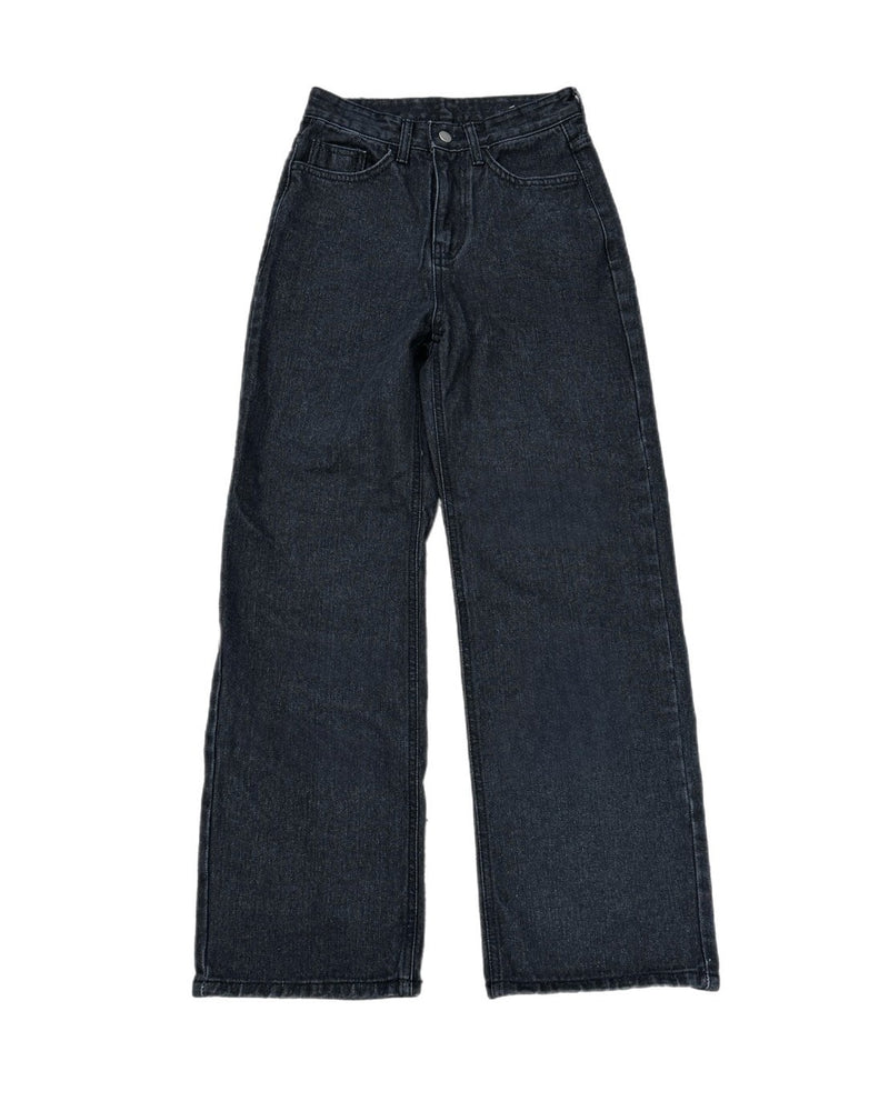 受注制【Chikashitsu + LADIES】wide fit black denim pants