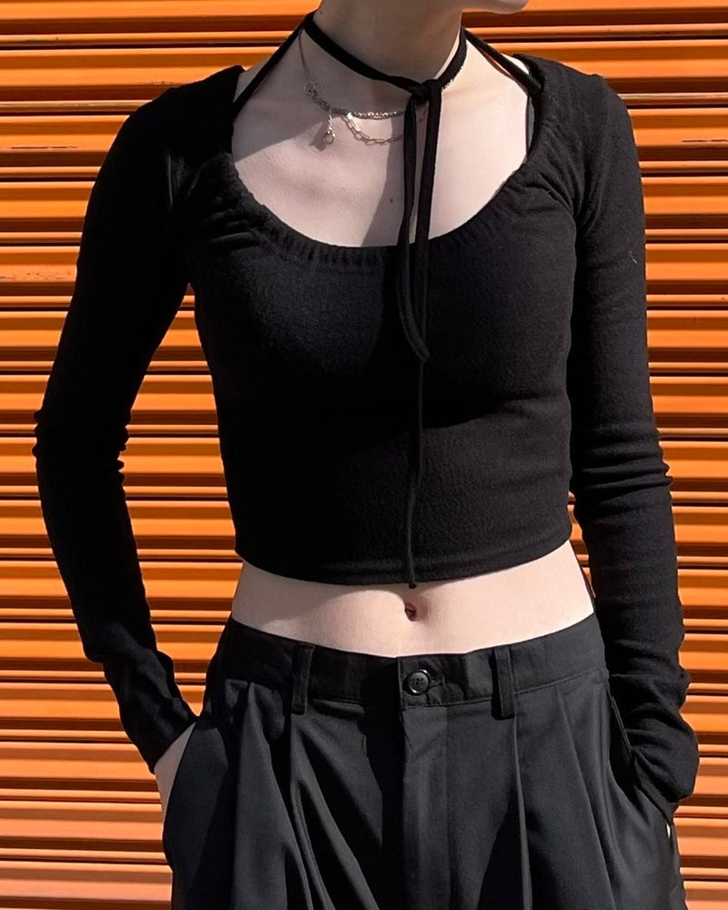 【Chikashitsu + LADIES】shirring cropped tops (3color)