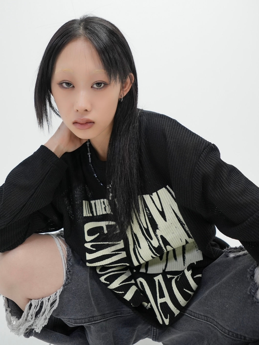 受注制【Bizarre Maiden】vintage mesh long sleeve (2color)