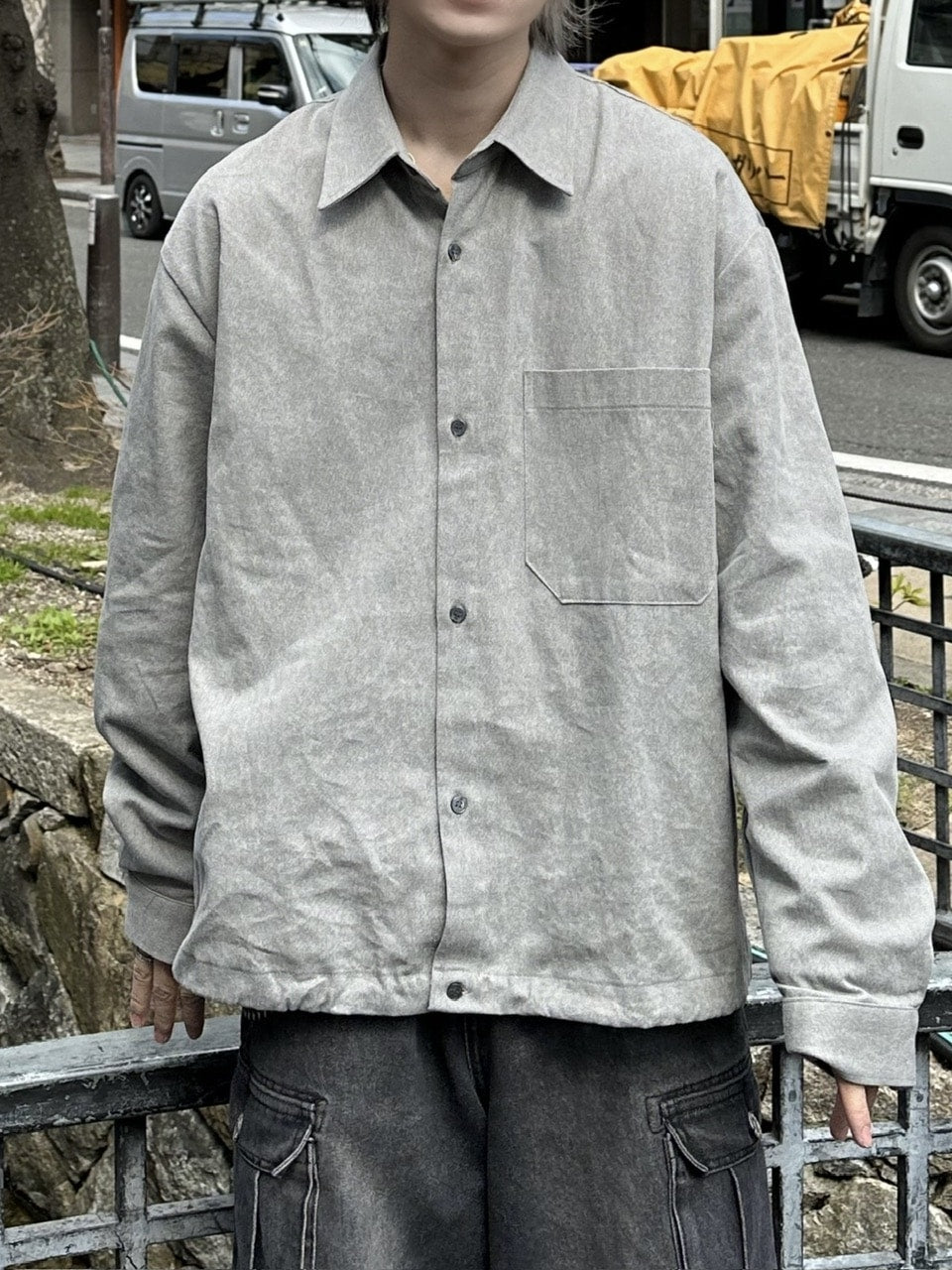 大阪店WEB限定受注制【Chikashitsu +】pigment draw code shirt (2color)