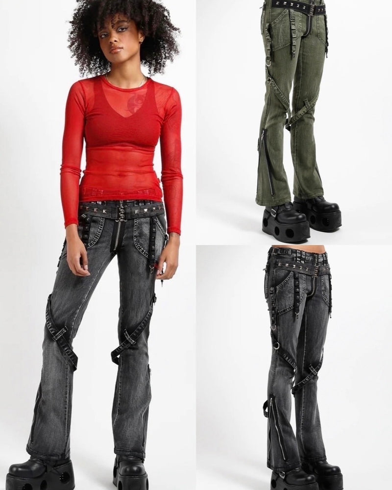 12/31再入荷【TRIPP nyc】POWER BELT PANT[IS4894] / 【トリップ エヌワイシー】ベルトデザインデニムパンツ