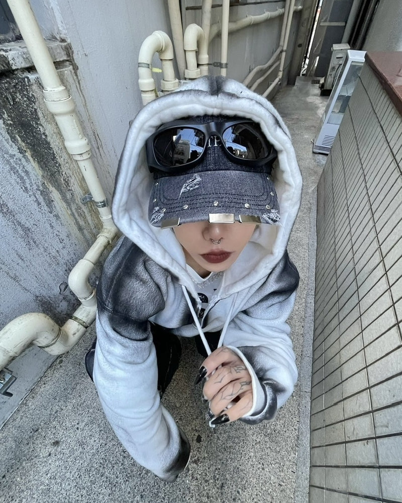 受注制【Never mind the XU】dirty zip up hoodie (2color) / 【ネバーマインド ザ エックスユー】ダーティージップパーカー