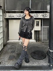 【Never mind the XU】crop zip up hoodie / 【ネバーマインド ザ エックスユー】クロップジップアップパーカー