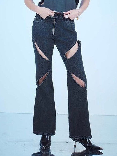 【DILETTANTISME】CUTOUT ZIPPER DENIM