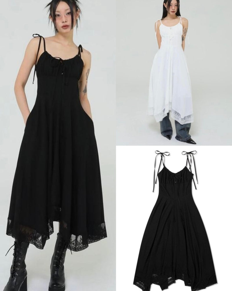 【Uglyshadow】LACE RIBBON SLEEVELESS DRESS