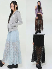 【Uglyshadow】FLOWER LACE LONG SKIRT