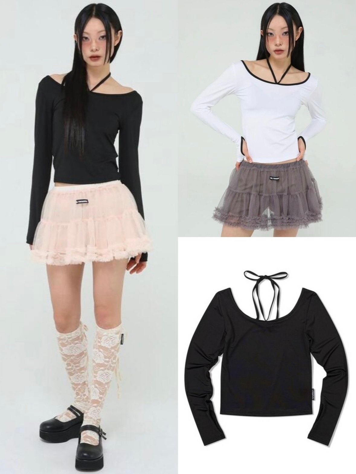 【Uglyshadow】POINT RIBBON T-SHIRT