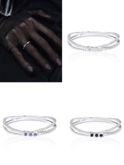 【BLACK PURPLE】silver925 gemline ring
