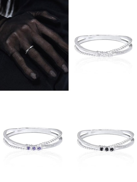 【BLACK PURPLE】silver925 gemline ring