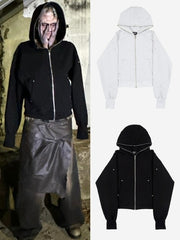 【SUNDAY OFF CLUB】Full Face Zip Up Heavy Terry Moto Hoodie