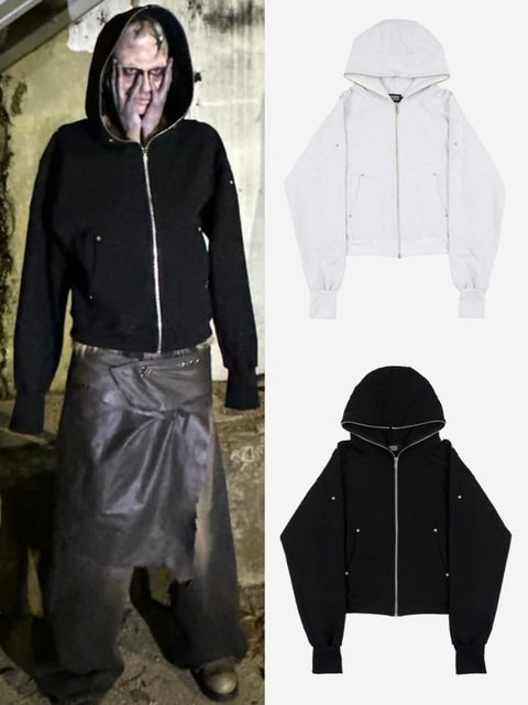 【SUNDAY OFF CLUB】Full Face Zip Up Heavy Terry Moto Hoodie