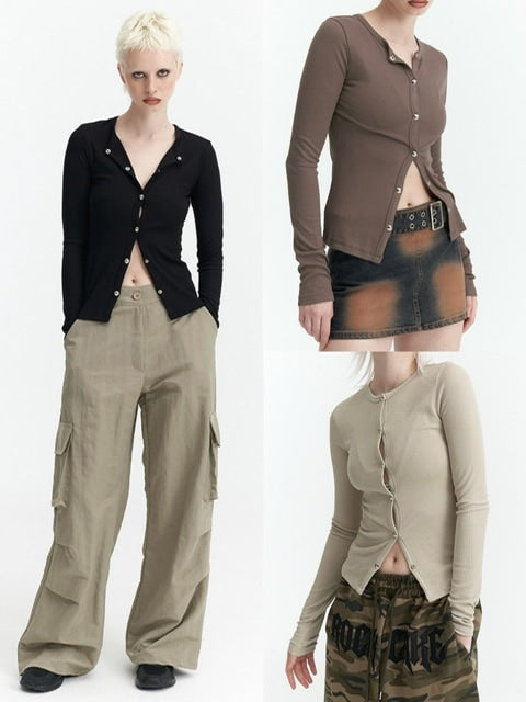 【ROCK CAKE】Nickel Snap Slim Cardigan