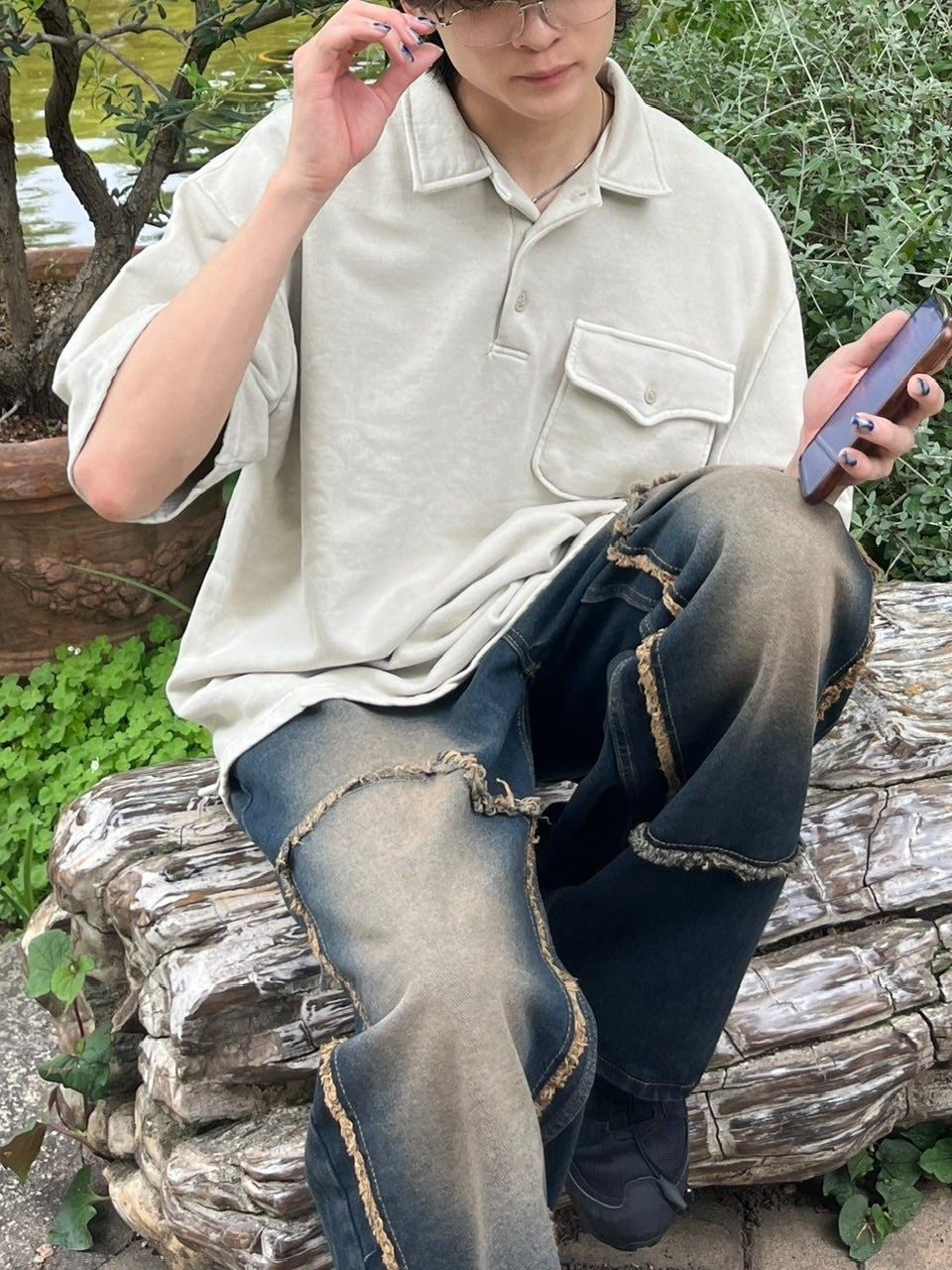 受注制【youll】pigment polo shirt (2olor)