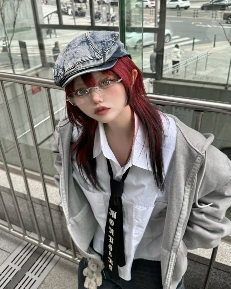 受注制【Never mind the XU】denim hunting cap 2