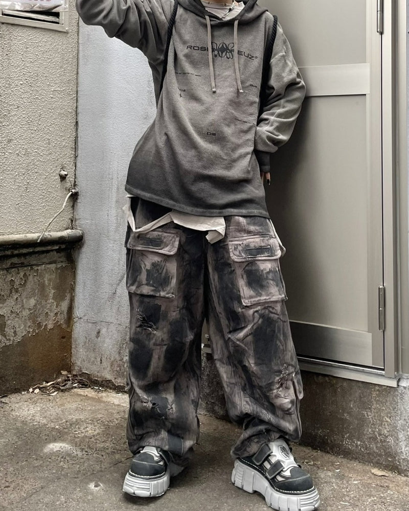 受注制【Never mind the XU】pocket cargo denim pants 4 / 【ネバーマインドザエックスユー】ポケットカーゴワイドデニムパンツ