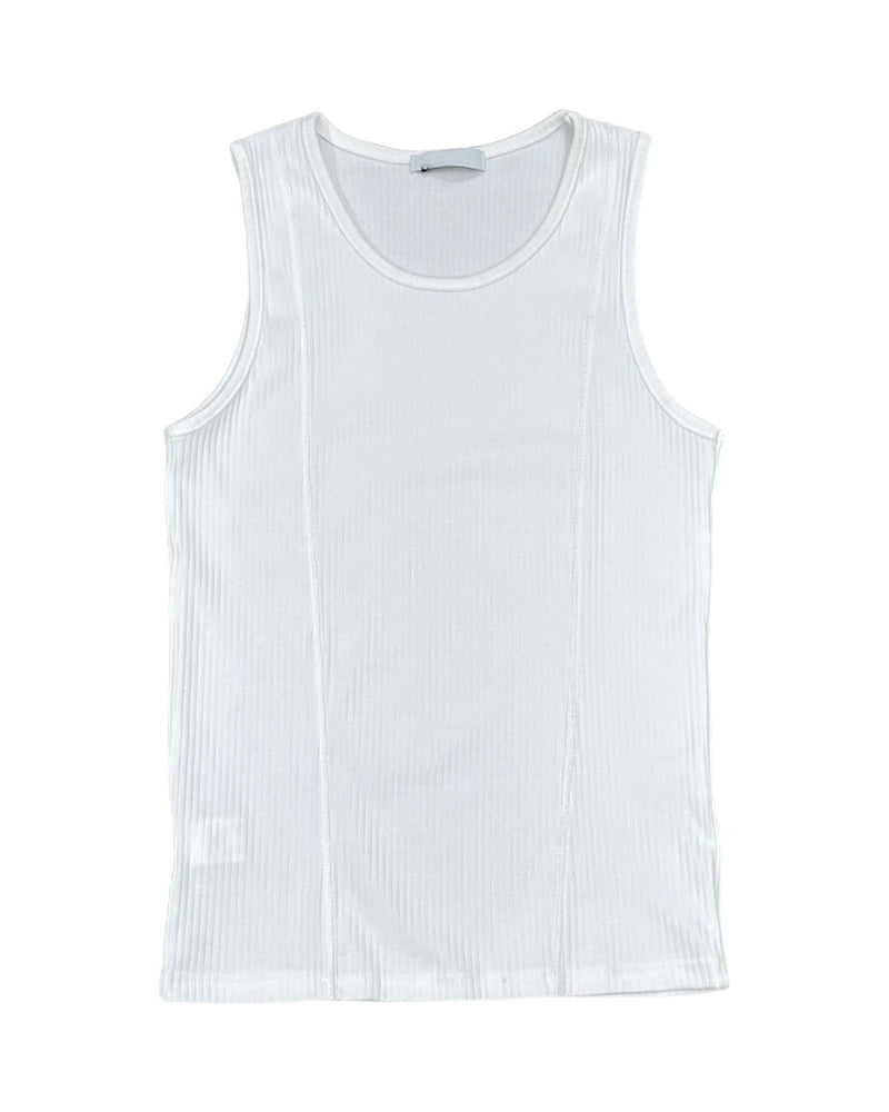 受注制【Chikashitsu +】stitch rib sleeveless (3color) / 【チカシツプラス】ステッチリブタンクトップ