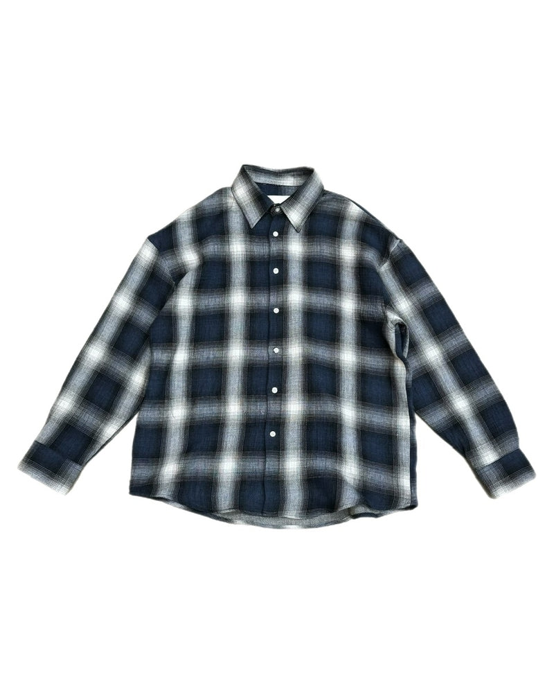 受注制【Chikashitsu +】shadow check shirt (2color) / 【チカシツプラス】シャドウチェック長袖シャツ