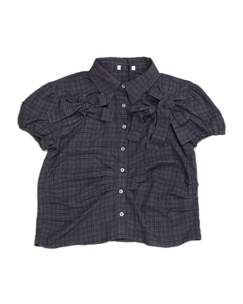 受注制【OaKS】ribbon tie short sleeve shirt (2color)