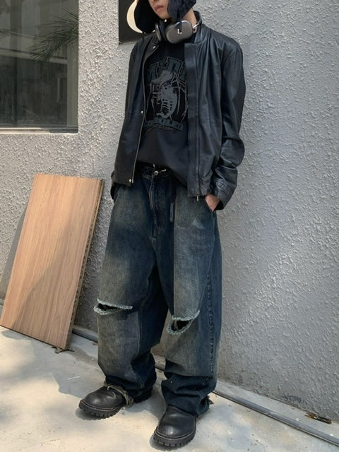 【Pioneer of Heroism】Grunge mud dyed denim pants