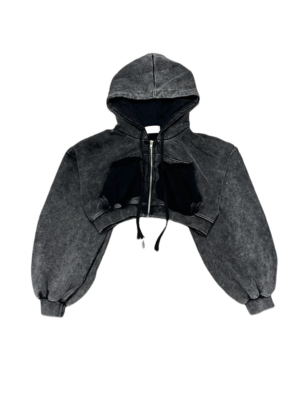 【Never mind the XU】washed crop zipup hoodie