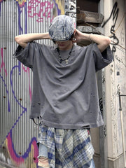 受注制【Never mind the XU】damage oversized tee (2color)