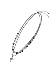 受注制【Never mind the XU】stone chain layered necklace / 【ネバーマインドザエックスユー】ストーンチェーンレイヤードネックレスシルバーネックレス