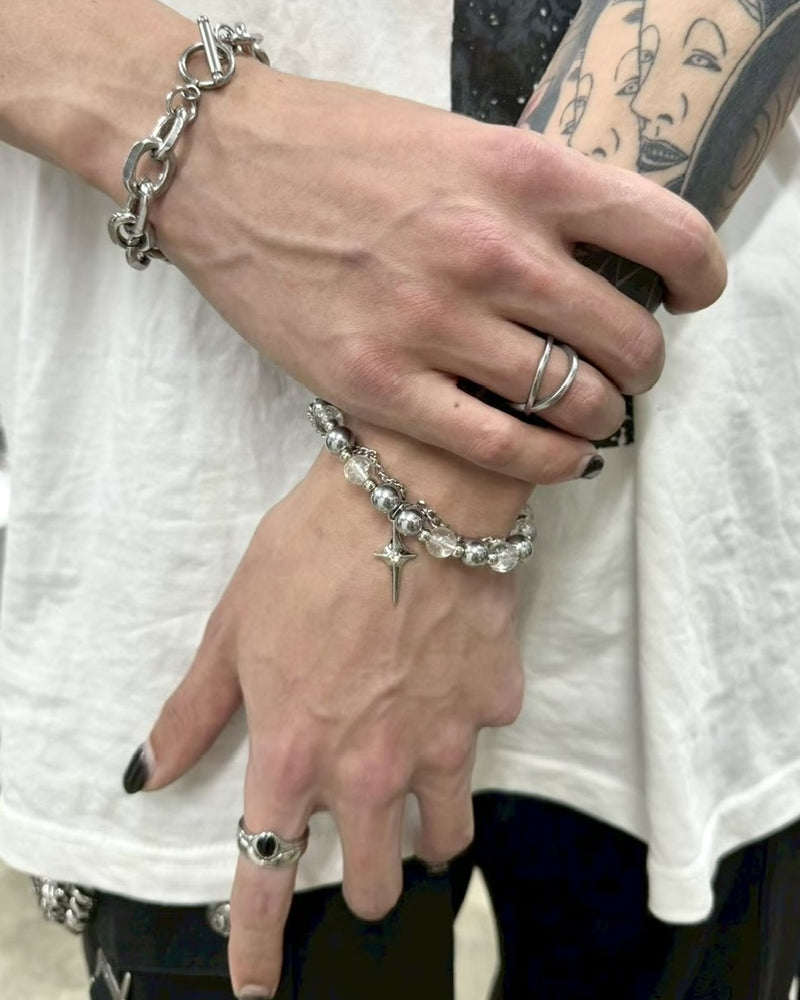 受注制【Never mind the XU】galaxy chain bracelet / 【ネバーマインドザエックスユー】ギャラクシーチェーンブレスレットシルバーブレスレット
