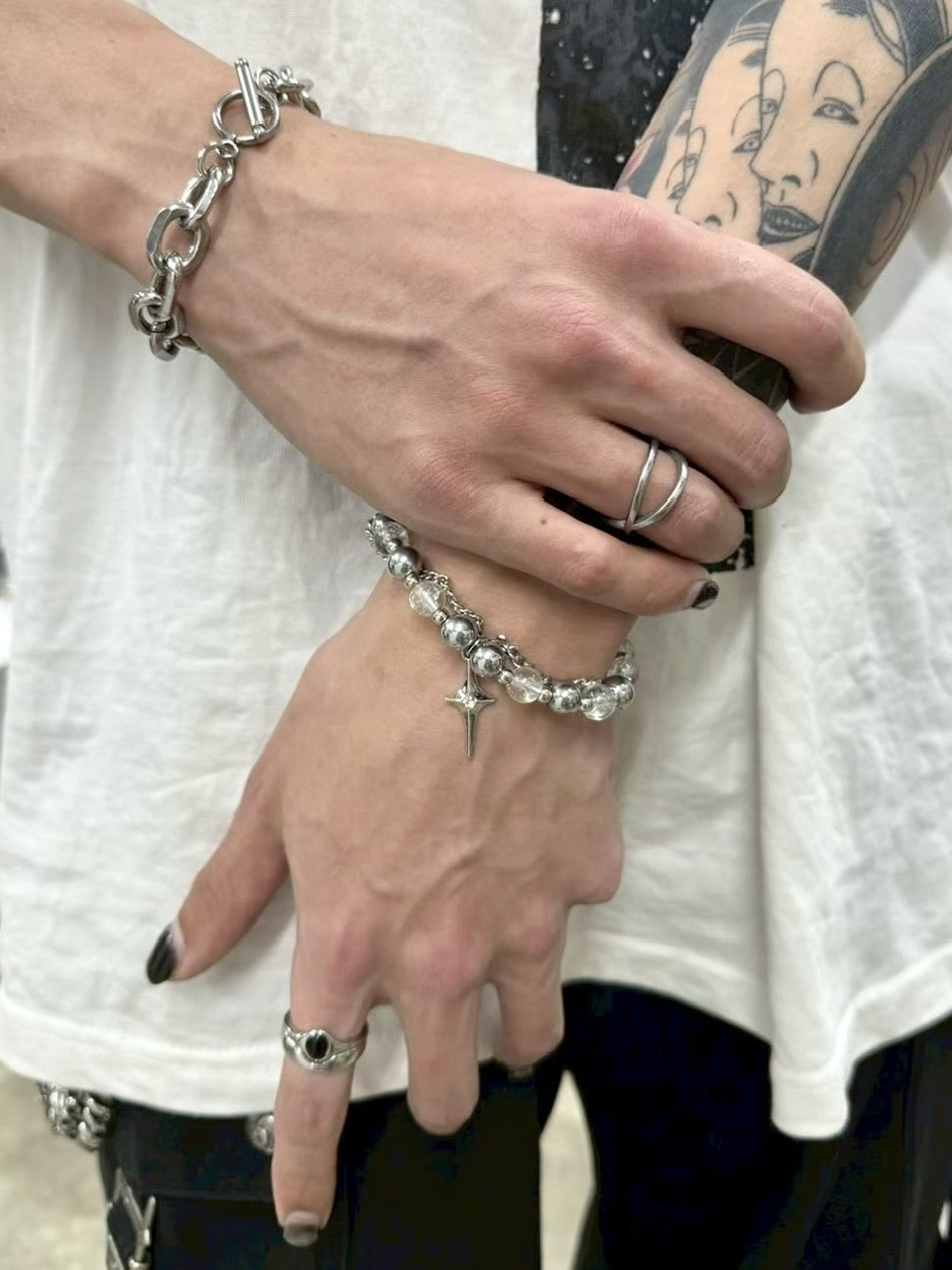 受注制【Never mind the XU】galaxy chain bracelet / 【ネバーマインドザエックスユー】ギャラクシーチェーンブレスレットシルバーブレスレット