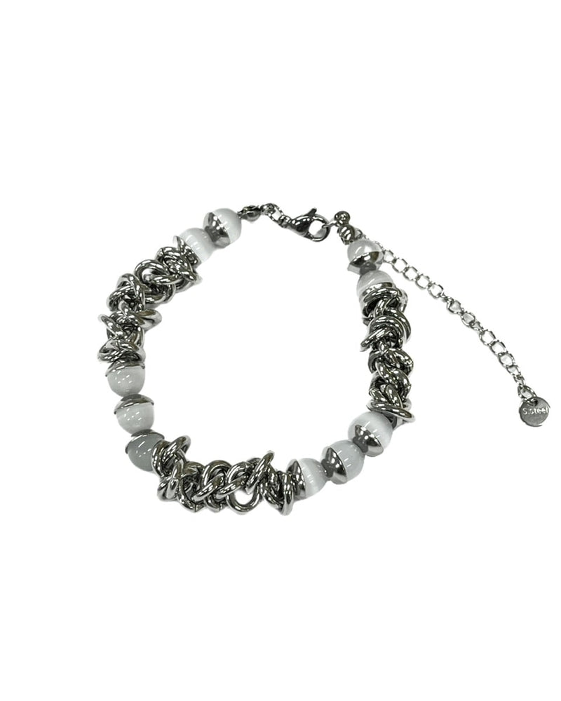 受注制【Never mind the XU】stone chain bracelet / 【ネバーマインドザエックスユー】ストーンチェーンブレスレットシルバーブレスレット