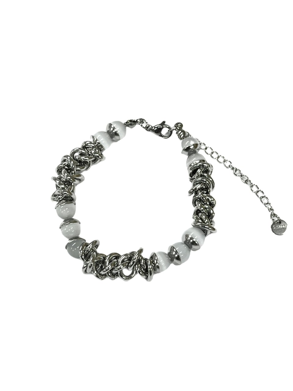 受注制【Never mind the XU】stone chain bracelet / 【ネバーマインドザエックスユー】ストーンチェーンブレスレットシルバーブレスレット