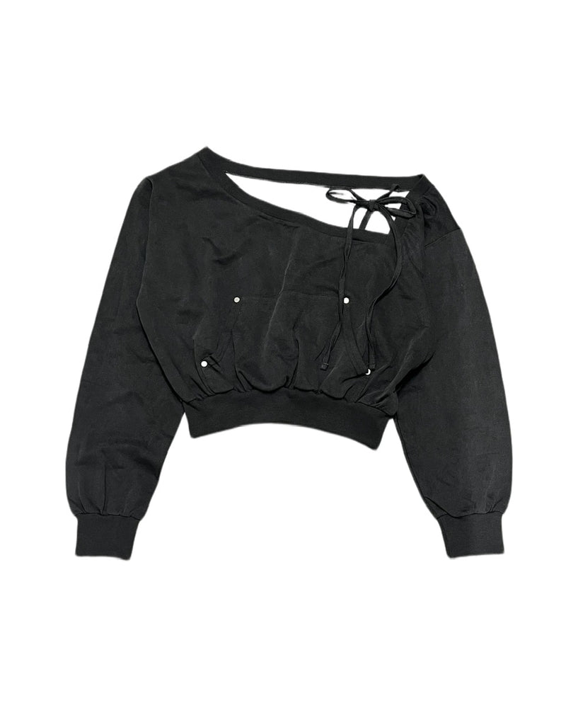 受注制【Never mind the XU】one shoulder sweat tops / 【ネバーマインドザエックスユー】ワンショルダー長袖スウェットトップス