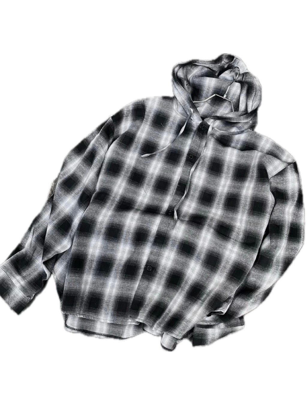 受注制【Never mind the XU】check hood shirt / 【ネバーマインドザエックスユー】チェックフード長袖シャツ