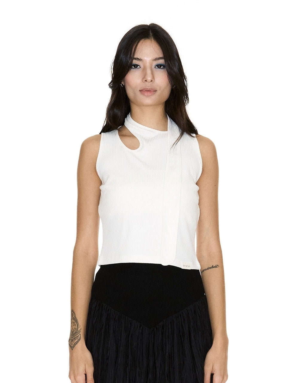 【SETSETSET】SLEEVELESS TIE NECK / 【セットセットセット】タイタンクトップ