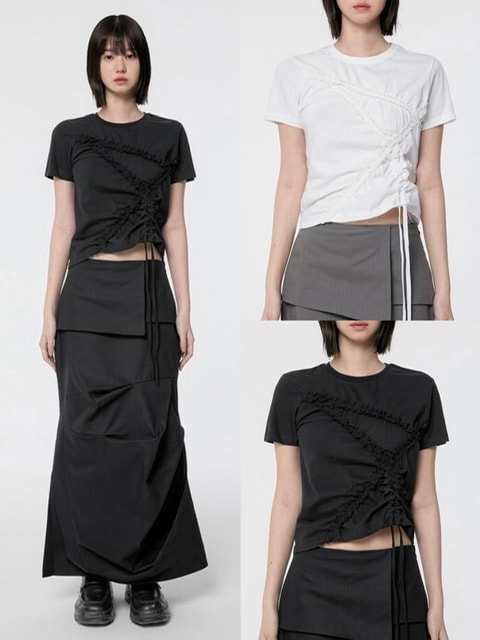 【FLAREUP】Diagonal Strap T-shirt