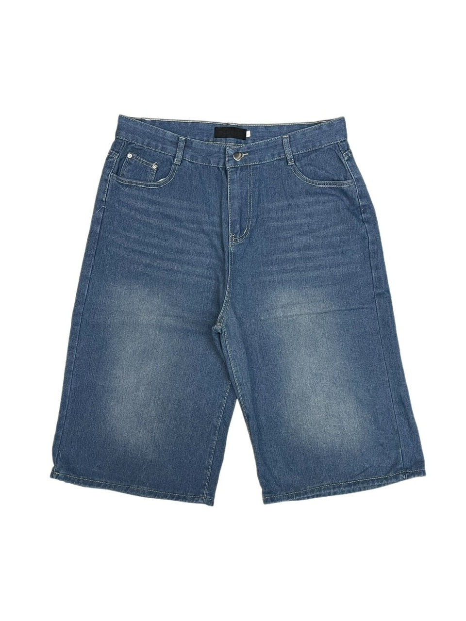 【Chikashitsu +】vintage wash wide denim half pants (2color)