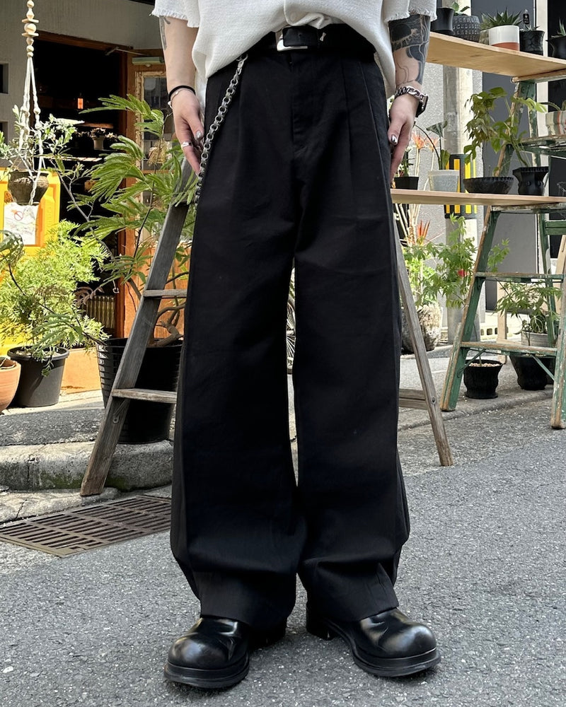 大阪店WEB限定受注制【Chikashitsu +】2tuck wide cotton pants (2color)